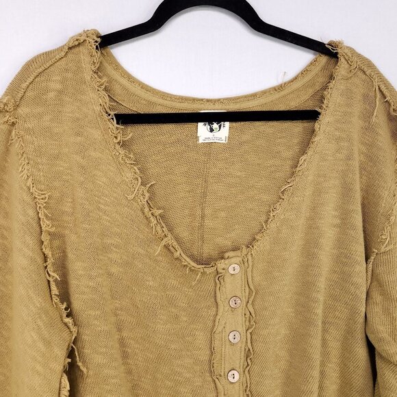 Free People Golden Road Ruffled Button-Front Cardigan Size Small Raw Seams Boxy - Picture 4 of 14
